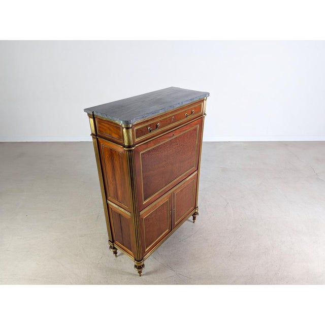 Louis XVI Chest of Drawers with Secretary in Mahogany and Brass For Sale - Image 5 of 16