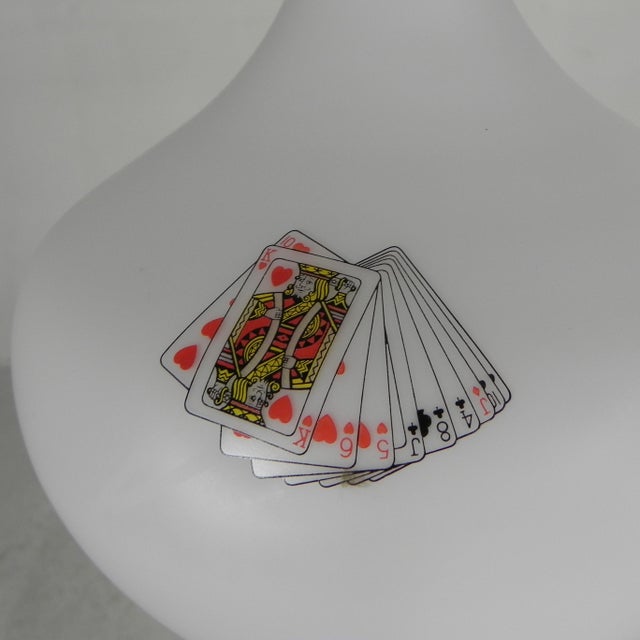 Murano Pendant Lamp with Playing Card Images in Opaline Glass, 1960s For Sale - Image 14 of 18
