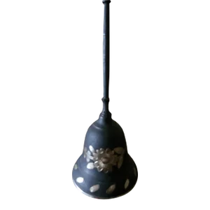 Mid 20th Century Metal Bell, Black With Etched Flowers