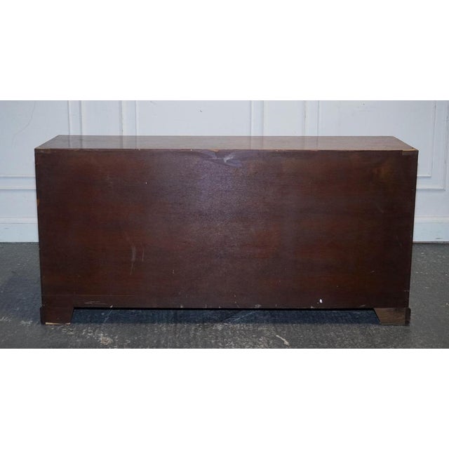 Vintage Yew Wood Military Campaign Sideboard Bank of Drawers with Brass Handles For Sale - Image 17 of 18