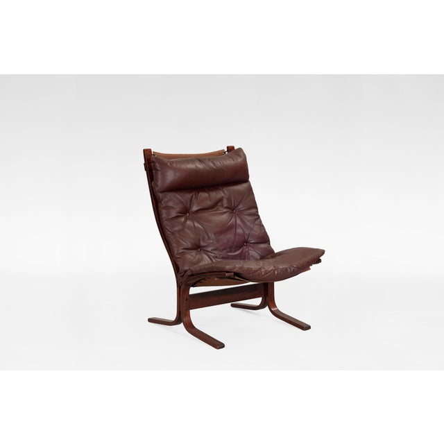 Highback Siesta Chair in Dark Brown Leather and Plywood by Ingmar Relling for Westnofa, 1960s For Sale - Image 6 of 6