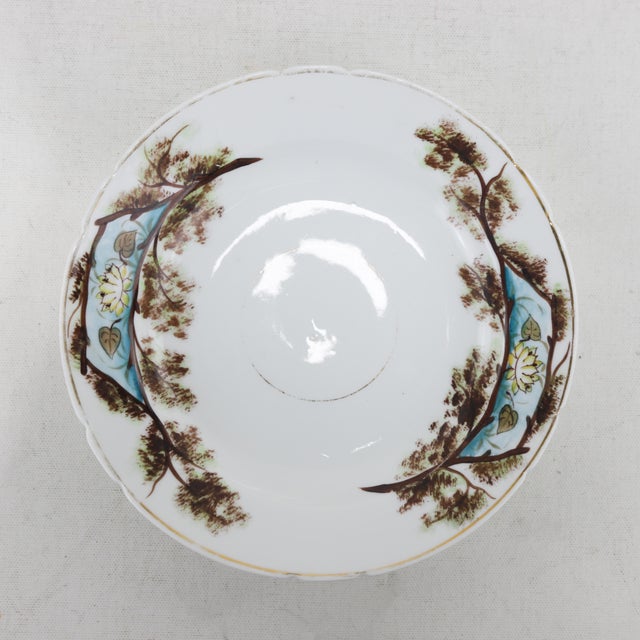 Vintage Hand-Painted Porcelain Saucer – Asian Landscape & Lotus Design For Sale - Image 9 of 9