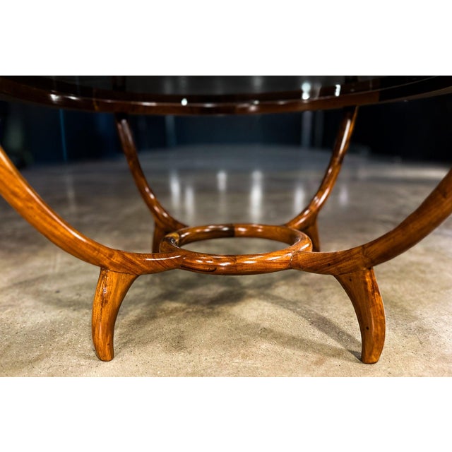 Round Coffee Table in Caviúna Wood & Glass by Giuseppe Scapinelli, Brazil, 1950s For Sale - Image 16 of 16