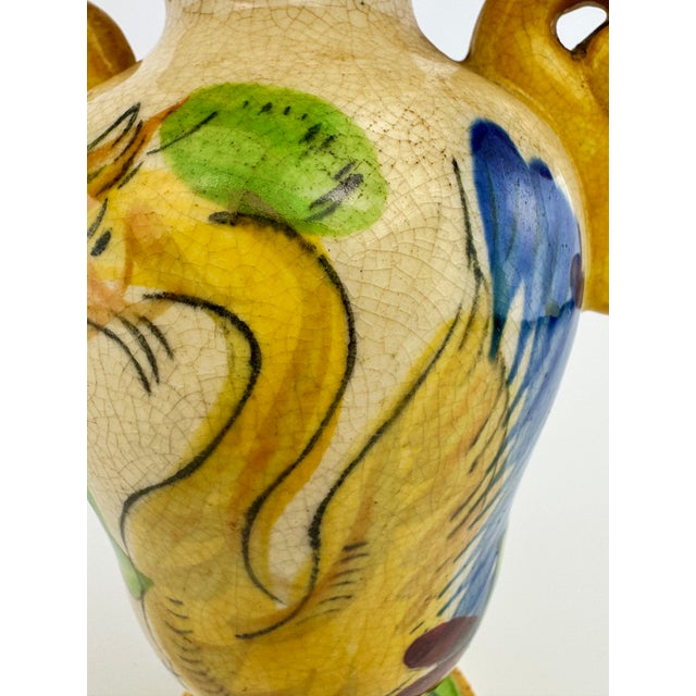Antique Japanese Hand-Painted Dragon Crackle Glaze Vase For Sale - Image 4 of 11