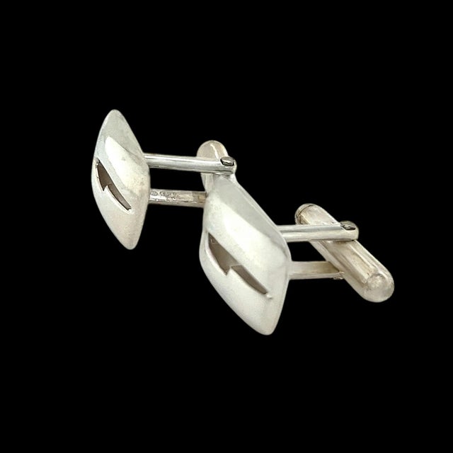 Contemporary 1990s Gucci Estate Mens Cufflinks Silver, 2 pieces For Sale - Image 3 of 7