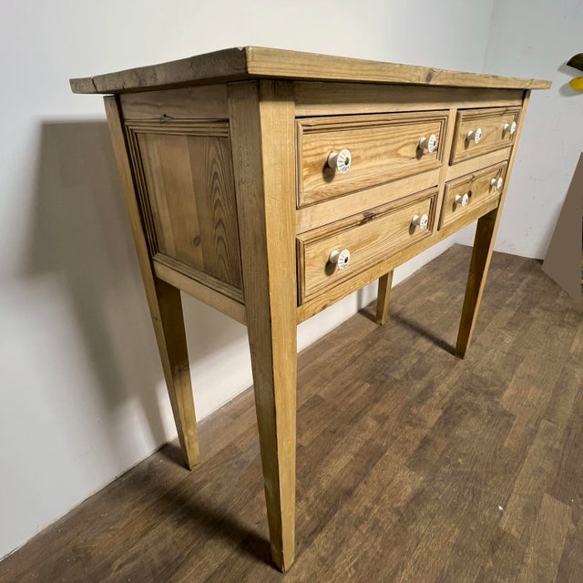 Rustic French Country Buffet Table in Stripped Pine For Sale In Boston - Image 6 of 10