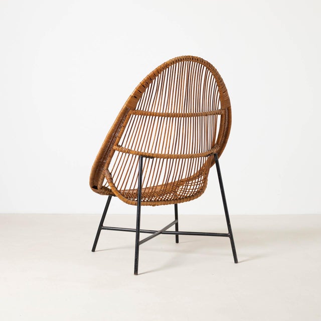 1950s Mid-Century Modern Wicker Chair from Uluv Krásná Jizba, 1950s For Sale - Image 5 of 9