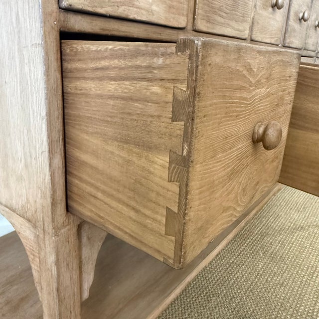 Lucy Reclaimed Elm Wood Console With 18 Drawers in Natural Finish For Sale - Image 9 of 16