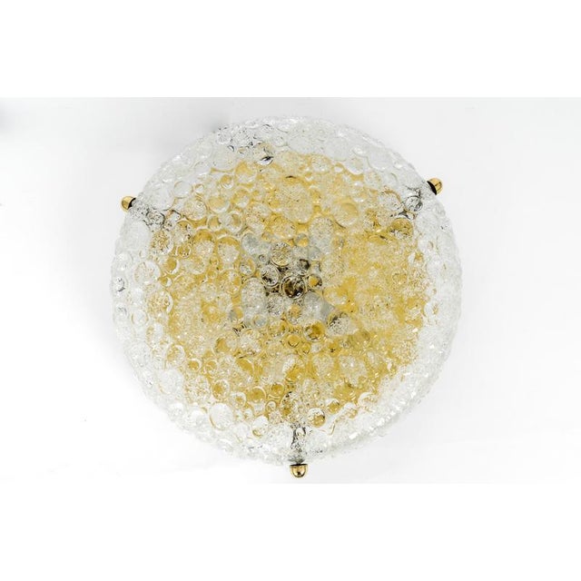 Large Round Ice Glass Flush Mount from Hillebrand, Germany, 1970s For Sale - Image 4 of 8