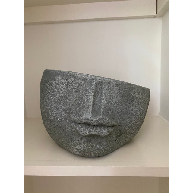 Gray Small Face Planter Decor For Sale - Image 8 of 8