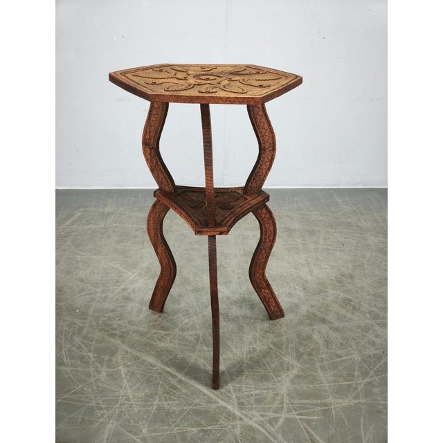 Antique Central European Hand-Carved Beech Side Table, 1890s For Sale - Image 10 of 12