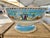Victorian Large Antique Turquoise Blue Footed Vine & Scroll Punch Bowl For Sale - Image 3 of 10