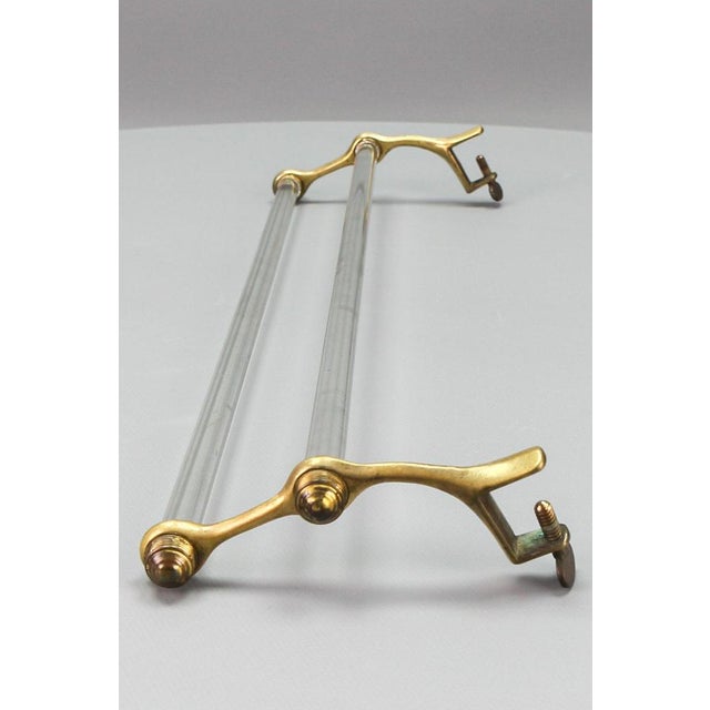Art Deco French Double Glass Towel Holder with Brass Ends, 1930s For Sale - Image 6 of 18