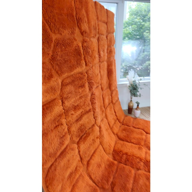 Terracotta Orange Carved Wool Moroccan Beni Mrirt Rug For Sale In Boston - Image 6 of 15