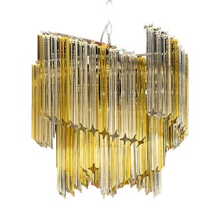 Vintage Chandelier with Quadrihedral Murano Glass Prisms, 2004 For Sale