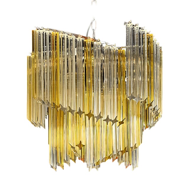 Vintage Chandelier with Quadrihedral Murano Glass Prisms, 2004 For Sale