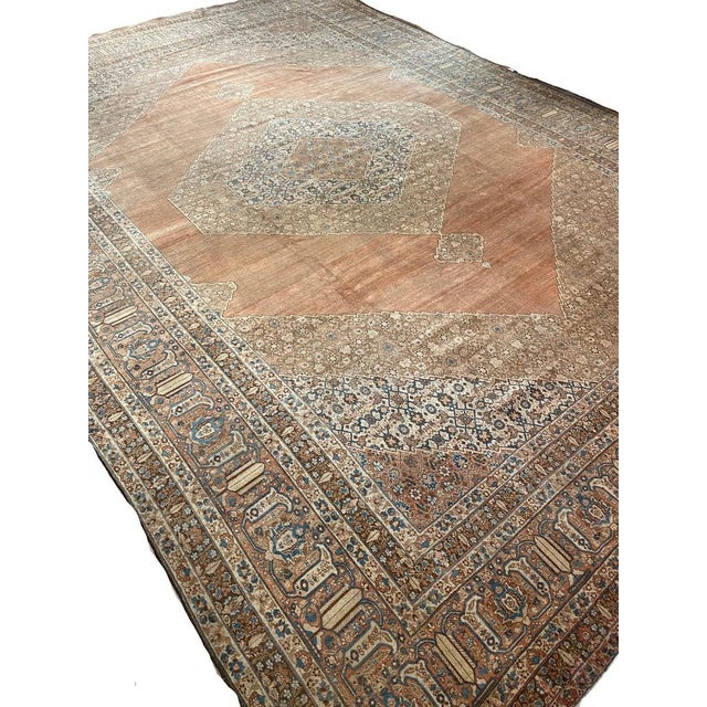 Palatial Antique Persian Hajijalili Tabriz Soft Aged Hues of Rust Rug 12 x 17 For Sale - Image 11 of 15