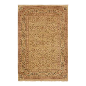 Shabby Chic Ziegler Tan Brown Hand-Knotted Wool Rug - 4'2'' X 5'10''