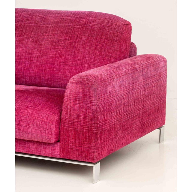 Early 21st Century Modern Magenta Pink Chenille Upholstered Sofa For Sale - Image 5 of 7