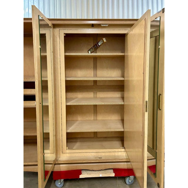 Antique European Art Deco Blonde Wood Wardrobe Armoire Cabinet 1940s, Sold as-Is For Sale - Image 13 of 18
