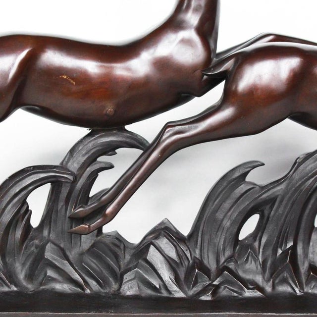 Brown Lucien Charles Alliot, Gazelles, 1920s, Bronze For Sale - Image 8 of 14