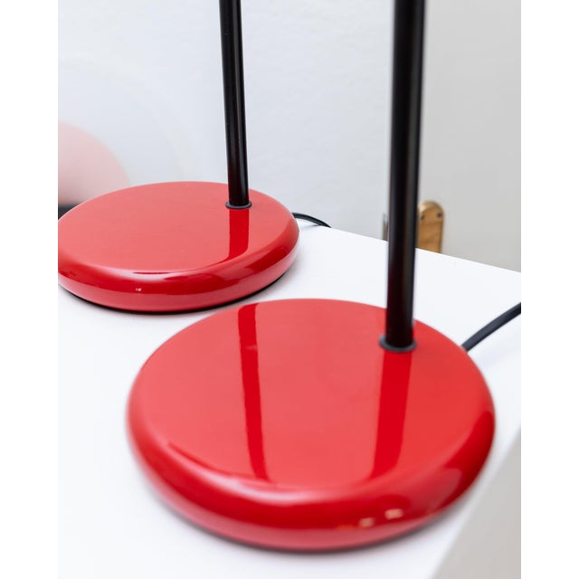 Vintage Red Table Lamps, Italy, 1980s, Set of 2 For Sale - Image 9 of 12