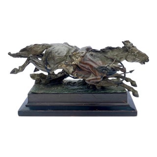 1900s “The Cheyenne” Austrian Cold Painted Bronze Sculpture by Carl Kaub For Sale