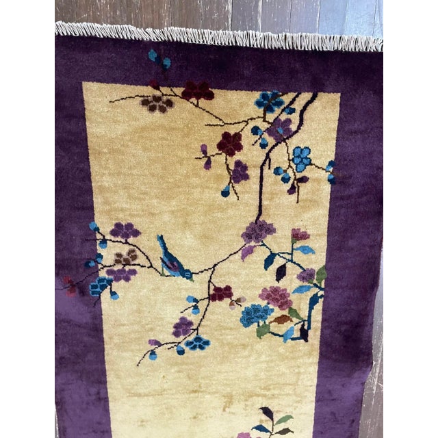 Yellow Vintage Art Deco Chinese Rug For Sale - Image 8 of 11