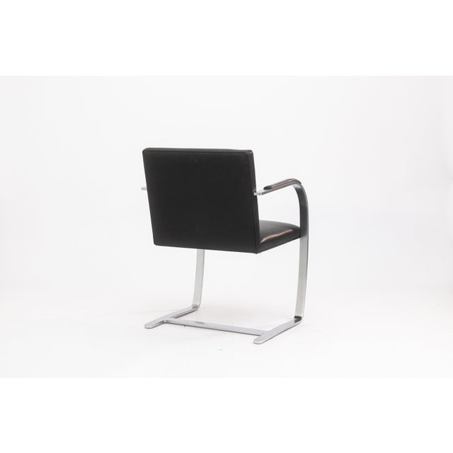 Late 20th Century Set of 6 Mies Van Der Rohe for Knoll Brno Brushed Steel Black Leather Armchairs For Sale - Image 5 of 11