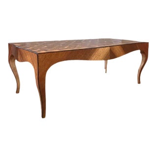 French Louis XV Style Walnut and Fruitwood Parquetry Coffee Table For Sale