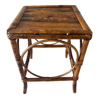 Vintage Rattan Plant Stand Side or Drinks Table For Sale