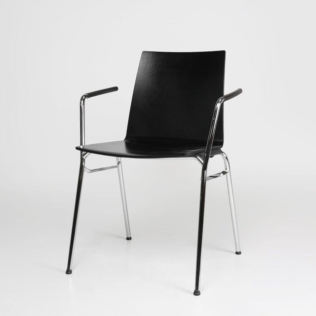 Mid-Century Modern Black Chair in with Armrests, Belgium, 2000s For Sale - Image 11 of 11