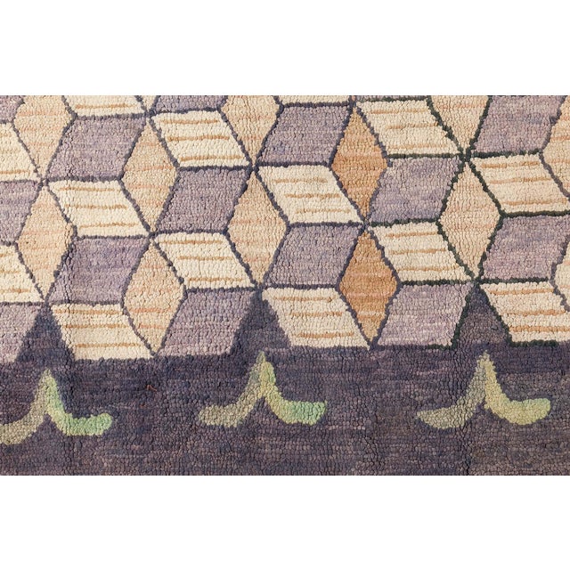 Vintage American Hooked Geometric Rug Size: 8'11" × 11'9" (271 × 358 cm) This captivating American hooked rug exemplifies...
