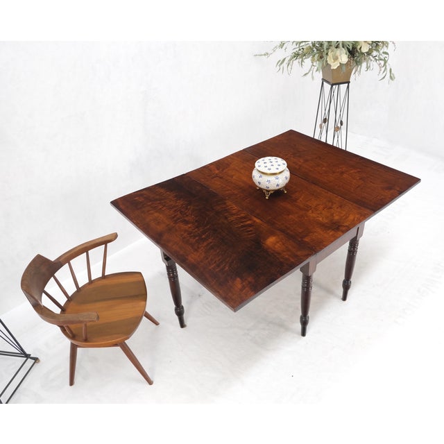 Solid Walnut Board Antique Drop Leaf Dining Center Console Table Clean! For Sale - Image 14 of 17