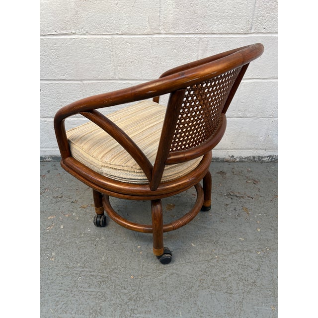 Brown Mid 20th Century Set of Four Wicker and Rattan Dining Chairs by Clark Casual Furniture Inc For Sale - Image 8 of 12