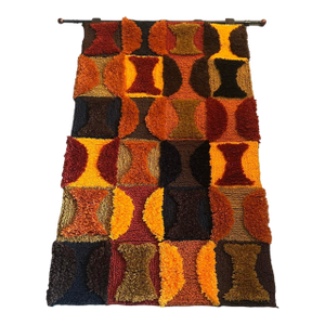 Vintage Mid Century Modern Abstract Wall Art Tapestry Carpet 1960s 1970s