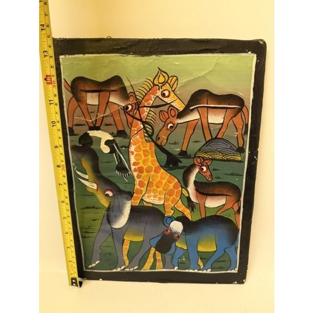 Vintage 1970s/1980s Tanzanian Tingatinga School Wildlife Painting – Enamel on Board, 11.5" X 14" For Sale - Image 16 of 17