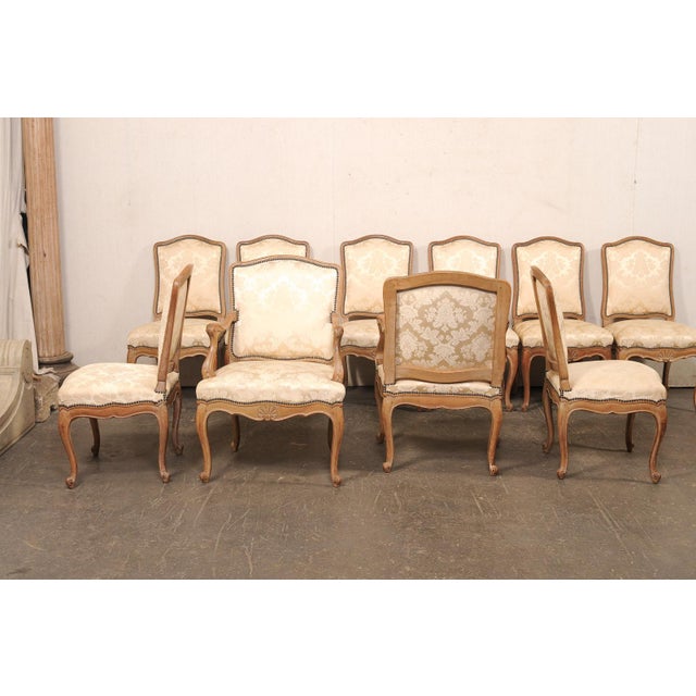 Wood Mid 20th Century French Louis XV Style Dining Chairs (Set of 10) For Sale - Image 7 of 13