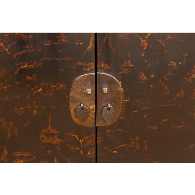 Antique Black Lacquer Chinoiserie Buffet Cabinet For Sale - Image 4 of 13