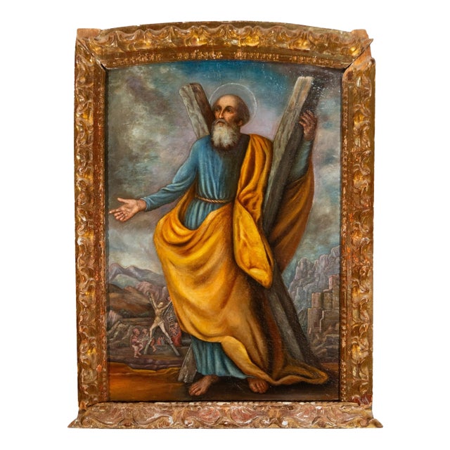 Spanish Baroque Artist, Saint Andrew, 1750, Large Oil on Canvas For Sale