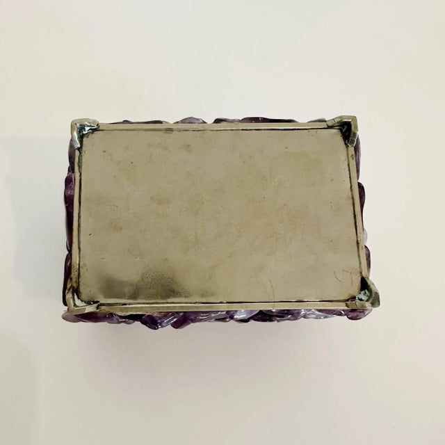Amethyst Dome-Shaped Amethyst and Steel Hinged Lidded Box, 1960s For Sale - Image 8 of 8