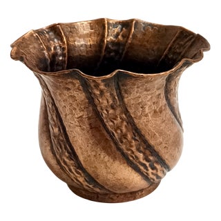 Round Embossed Copper Vase attributed to Egidio Casagrande, 1950s For Sale