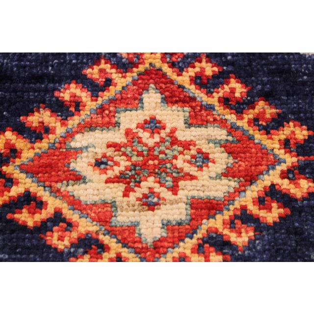 1990s Bohemian Super Kazak Blue/Beige Wool Rug - 2'1'' X 3'2'' For Sale - Image 5 of 10