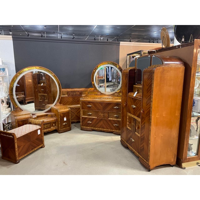 Antique 1920’s30’s Art Deco Waterfall Bedroom Set of 5 Chairish