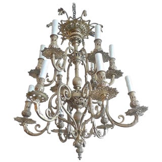 Italian 19th Century Bronze Chandelier With Two Tiers and Twelve Lights. For Sale