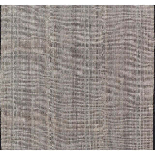 Handwoven Textured Kilim Rug in Soft Gray and Light Blue Tones 9'3 X 12'4 For Sale In Atlanta - Image 6 of 10