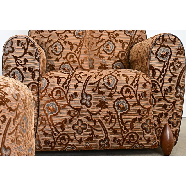 Early 20th Century Early 20th Century French Art Deco Upholstered Armchair and Ottoman For Sale - Image 5 of 18