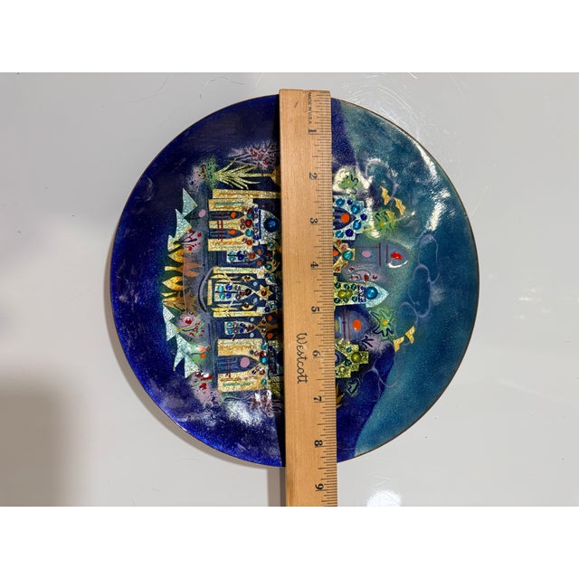 Metal 1970s Agi Vardi Israeli Art Plate - Kibbutz Givat Haim - Hand Signed For Sale - Image 7 of 7