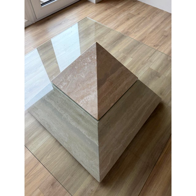 Mid-Century Modern Postmodern Travertine Pyramid Coffee Table For Sale - Image 3 of 6
