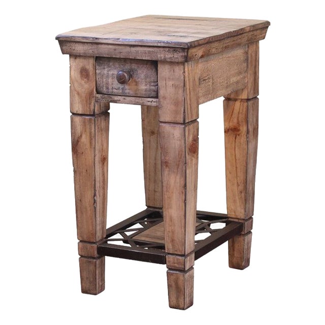 Greenview Bleached Side Table - Wrought Iron Base For Sale